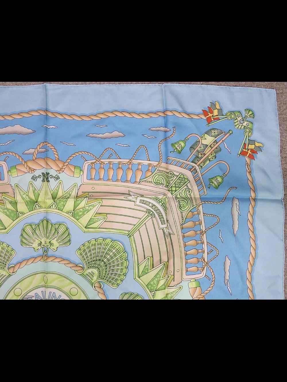 Hermes Pale Blue and Green Silk Nautical Square Scarf - Picture 5 of 16
